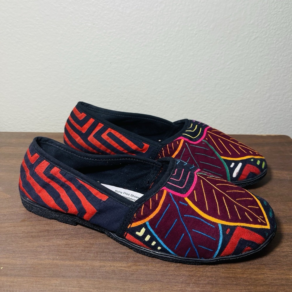 NWT Kuna Print Mola Moccasin Shoes Multicolor Patchwork Ethnic Boho EU 38/ US 7